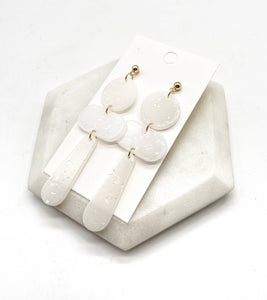 White Glitz Mod Acrylic Statement Earrings