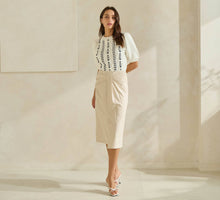 Load image into Gallery viewer, Begged and Pleated Midi Skirt