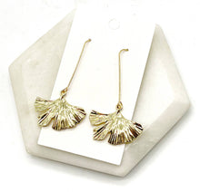 Load image into Gallery viewer, Gold Leaf Dangle Drop Metal Earrings