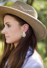 Load image into Gallery viewer, Monstera Gold Drop Earrings