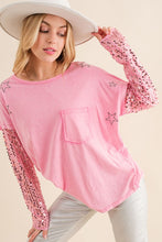 Load image into Gallery viewer, Star Printed Shoulder Sequin SLV Top