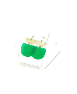 Green Gold Double Deco Acrylic Statement Earrings St Patrick