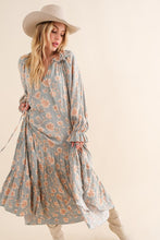 Load image into Gallery viewer, Dobby Floral Print Ruffle Tie Tiered Maxi Dress