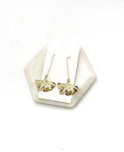 Load image into Gallery viewer, Gold Leaf Dangle Drop Metal Earrings