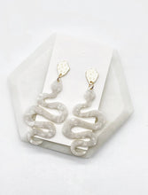 Load image into Gallery viewer, Ivory Acrylic Snake Statement Earrings