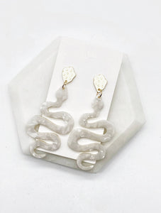 Ivory Acrylic Snake Statement Earrings