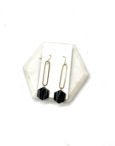 Black Hex Minimalist Acrylic Statement Earrings