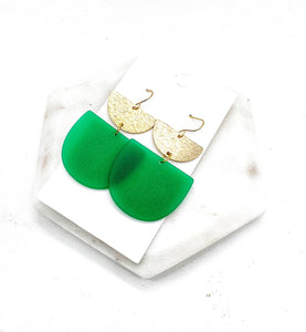 Green Gold Double Deco Acrylic Statement Earrings St Patrick