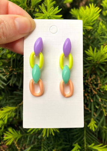 Bright Colors Acrylic Link Chain Earrings