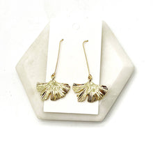 Load image into Gallery viewer, Gold Leaf Dangle Drop Metal Earrings