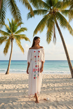 Load image into Gallery viewer, Embroidered Off Shoulder Maxi Dress
