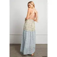 Load image into Gallery viewer, Patched and Pretty Halter Maxi Dress