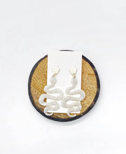 Load image into Gallery viewer, Ivory Acrylic Snake Statement Earrings