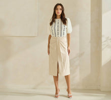 Load image into Gallery viewer, Begged and Pleated Midi Skirt