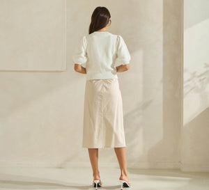 Begged and Pleated Midi Skirt