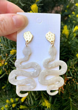 Load image into Gallery viewer, Ivory Acrylic Snake Statement Earrings