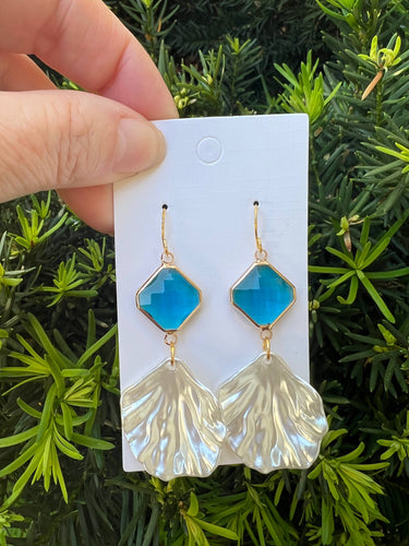 Ocean Blue Shell Statement Earrings