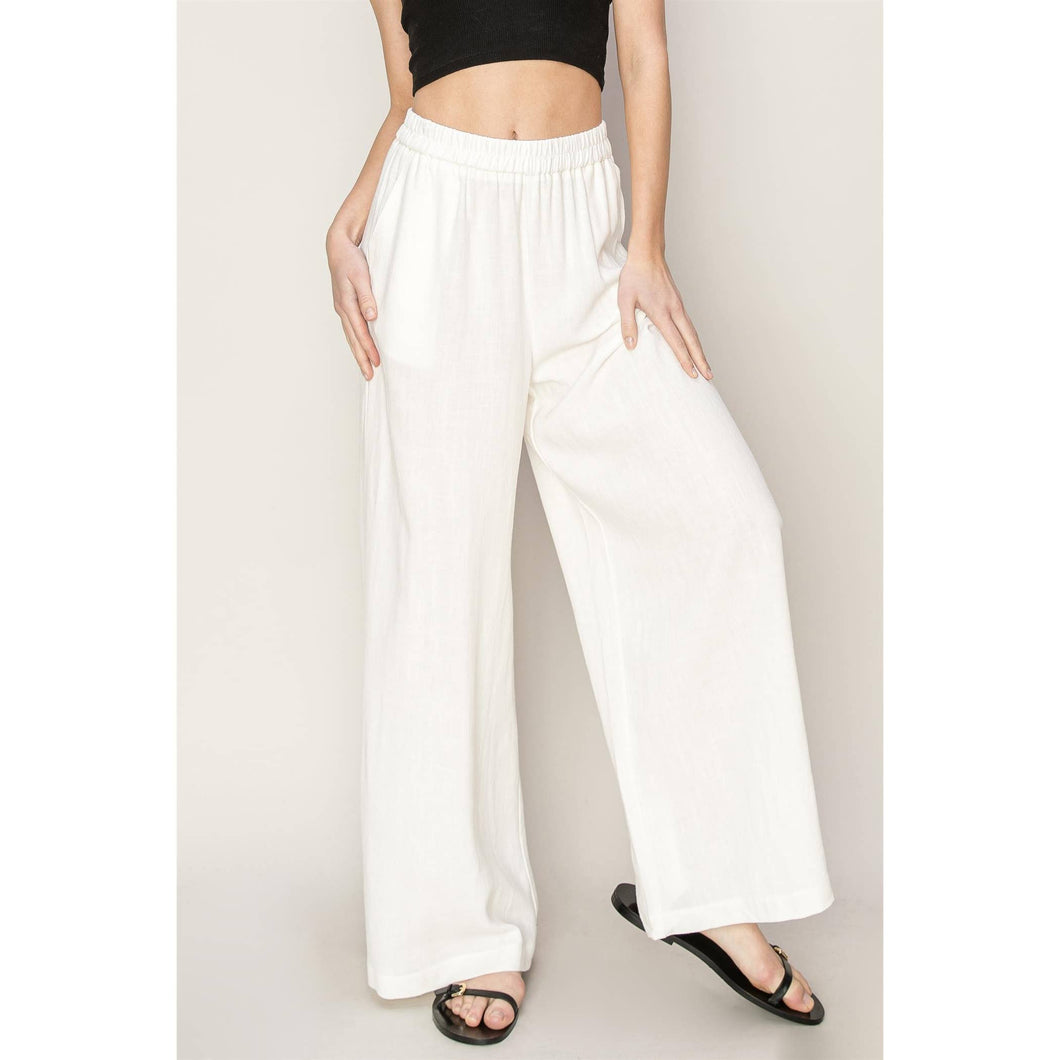 Summer Breeze Linen Blend Wide Leg Pants