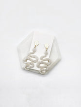 Load image into Gallery viewer, Ivory Acrylic Snake Statement Earrings