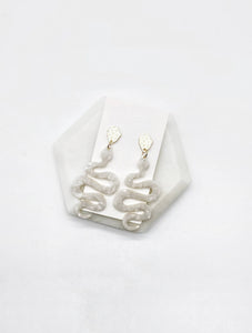 Ivory Acrylic Snake Statement Earrings