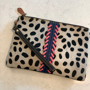 Evie Stitched Leather and Hair on Hide Wristlet & Crossbody