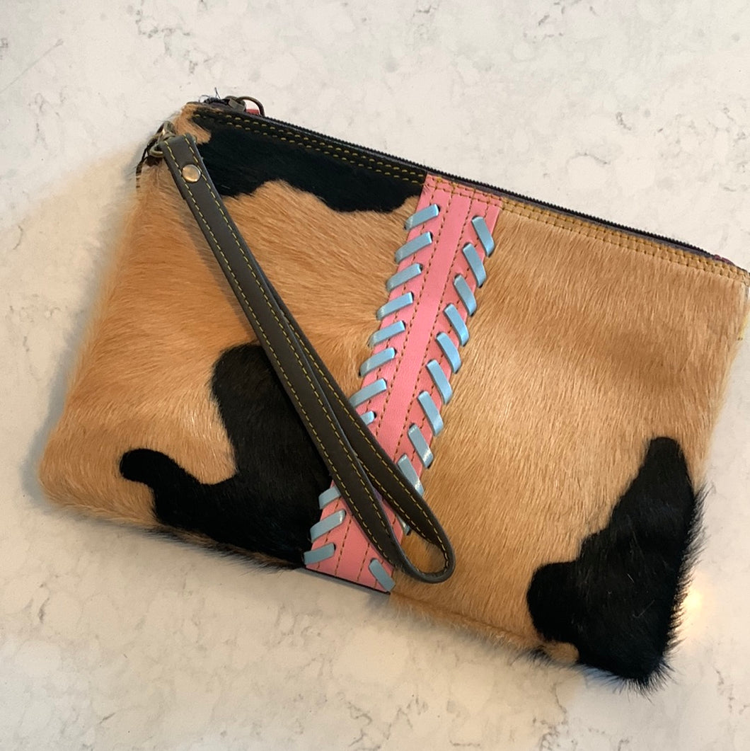 Evie Stitched Leather and Hair on Hide Wristlet & Crossbody